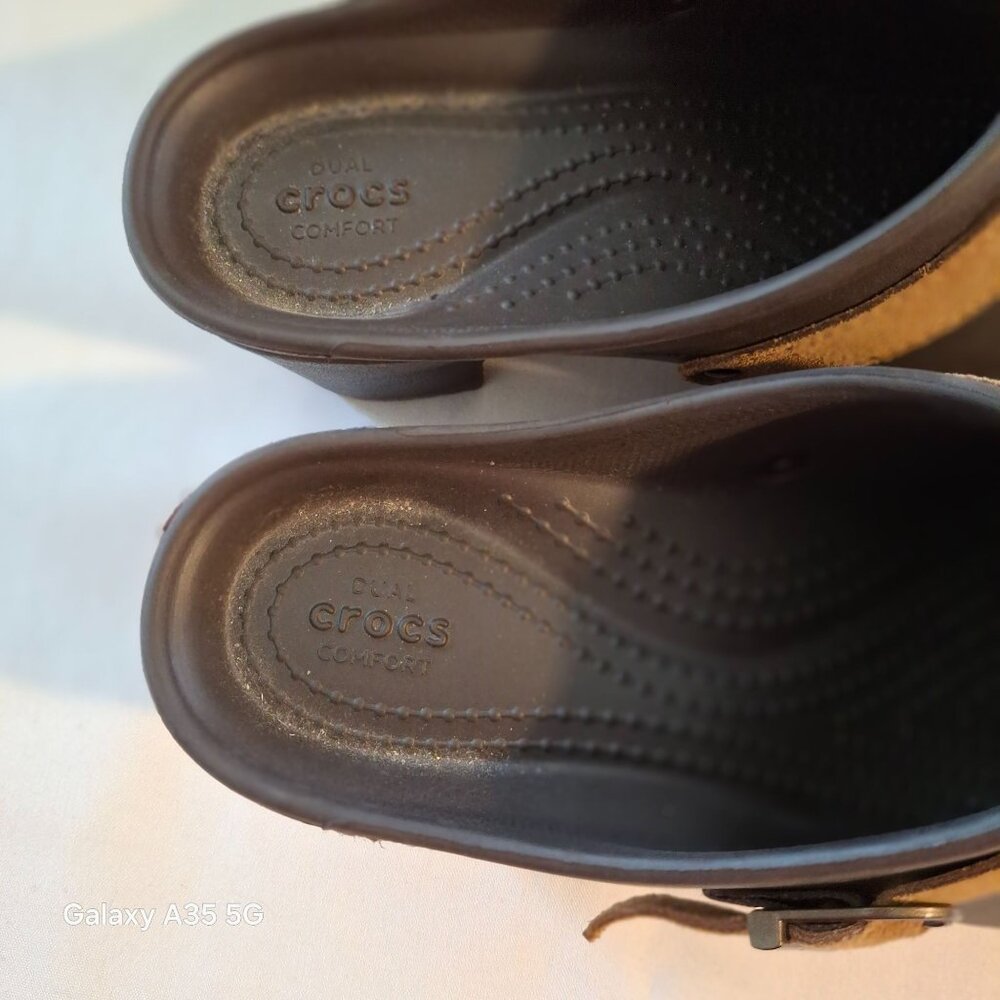 CROCS Brown and Tan Women's Clog Mules - Picture 2 of 8